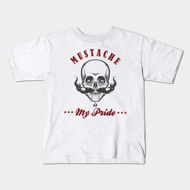 Skull with Mustache Kids T-Shirt by devaleta